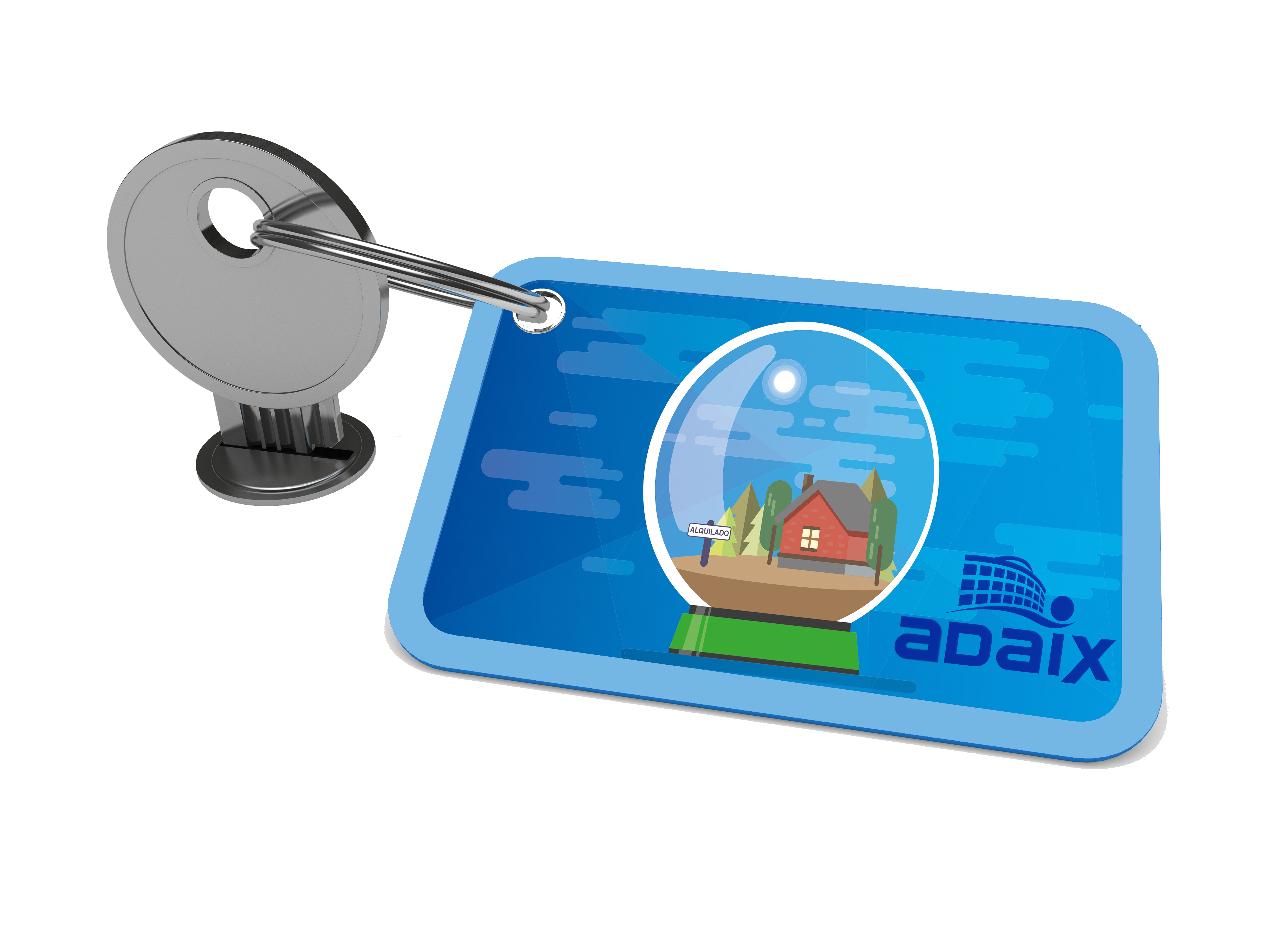 3d key attached blue